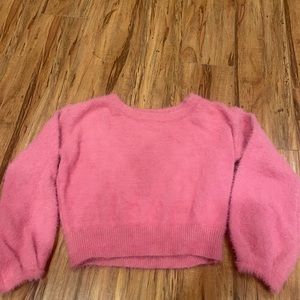 Pink Cropped Fuzzy Sweater from Oh Polly